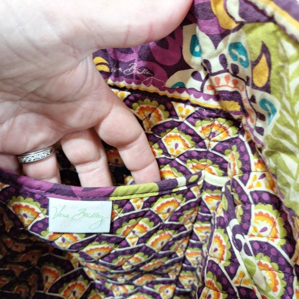 Vera Bradley Vera Tote Shoulder Bag in Plum Crazy Plum Toggle Close Large Zipper